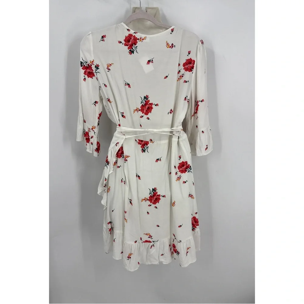 GAP Floral ruffle Wrap Mini Dress - White and Red L - Picture 2 of 15